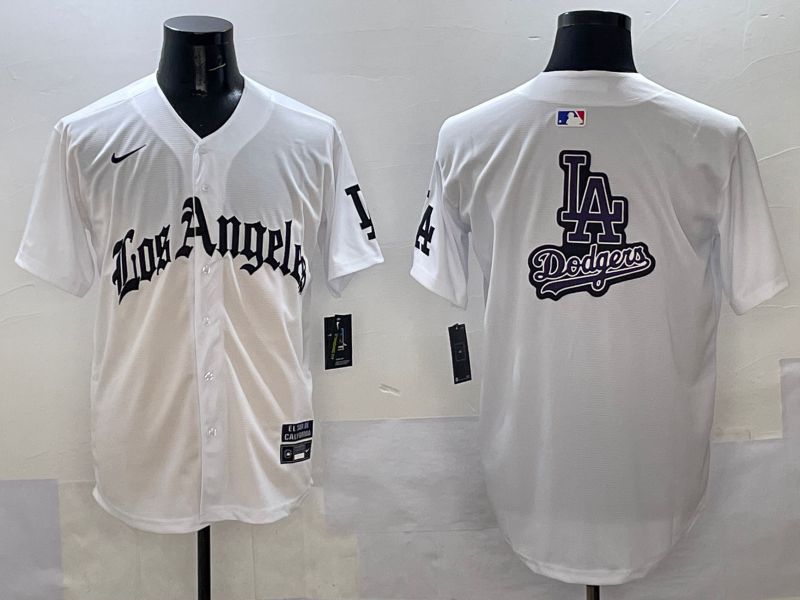 Men Los Angeles Dodgers Blank White Five generations Joint Name 2025 Nike MLB Jersey style 61->los angeles dodgers->MLB Jersey
